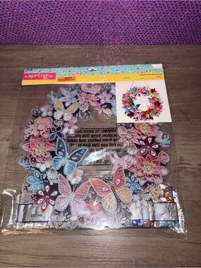 Floral Butterfly Wreath Diamond Art Kit DIY Craft Acrylic Decor Spring NWT